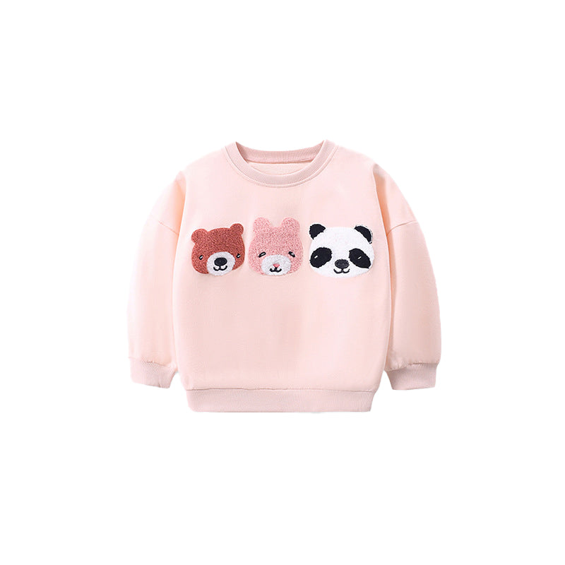 Girls Pink Embroidered Sweatshirt