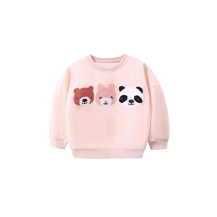 Girls Pink Embroidered Sweatshirt