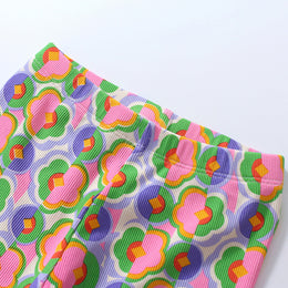 Girls Purple Printed Pure Cotton Sweatshirt With Trousers