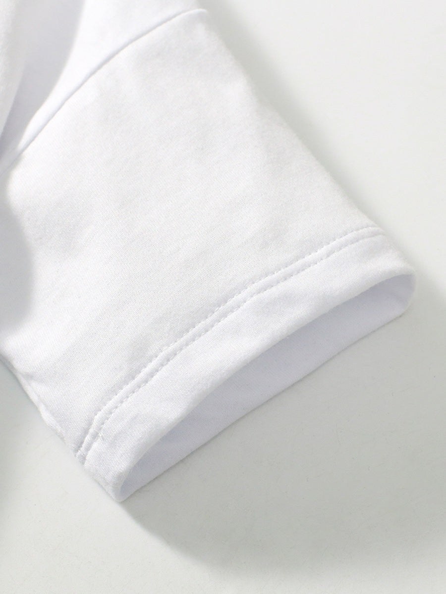 Boys White Colourblocked Top with Shorts