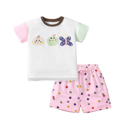 Girls Round Neck Graphic Printed T-shirt with Shorts