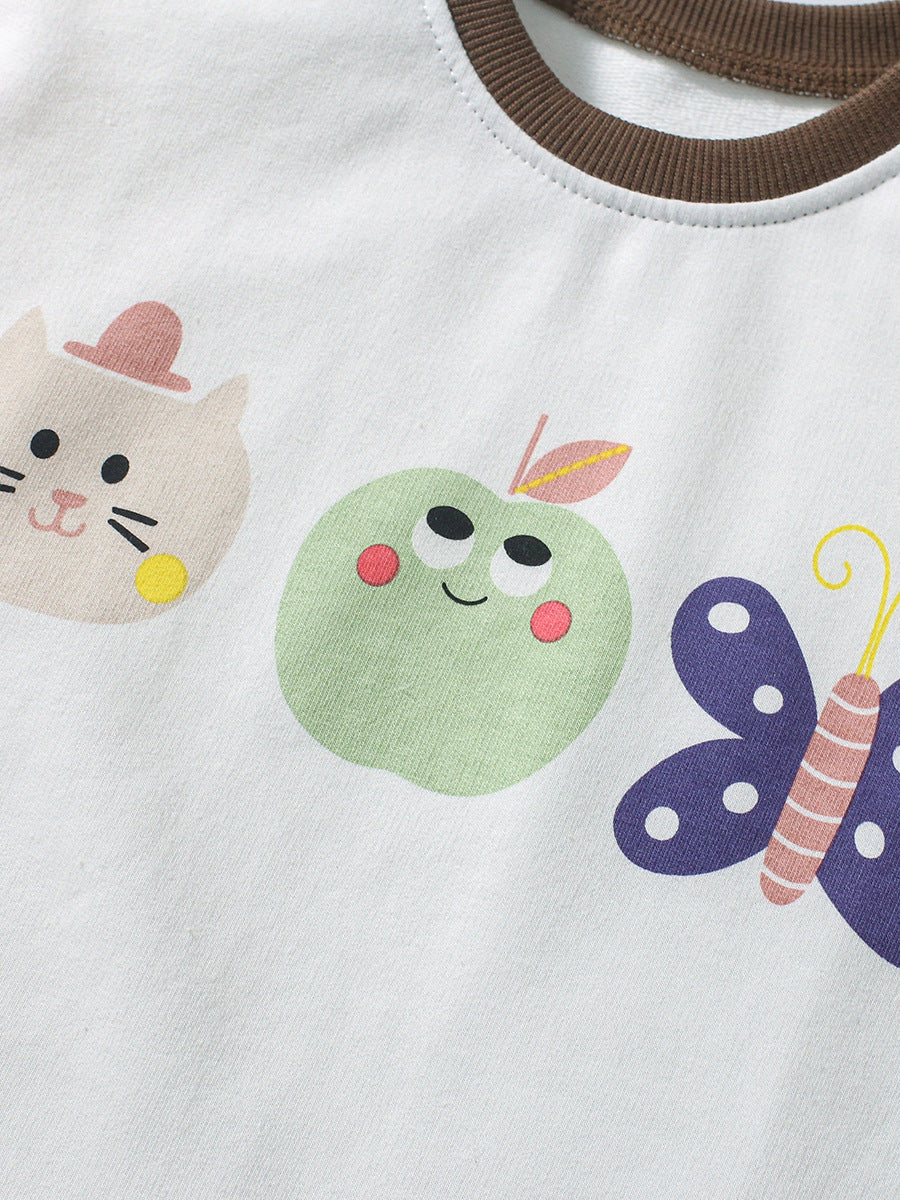 Girls Round Neck Graphic Printed T-shirt with Shorts