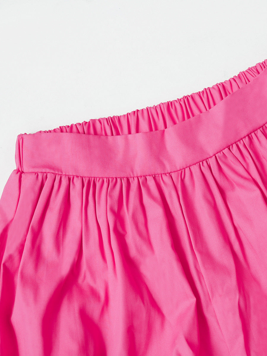 Girls Blue & Pink Printed Shoulder Straps Top with Shorts
