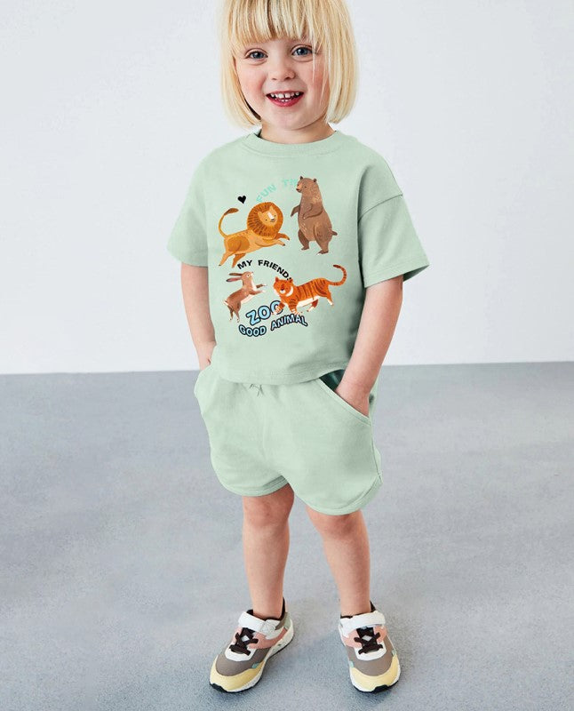 Girls Printed T-shirt with Shorts