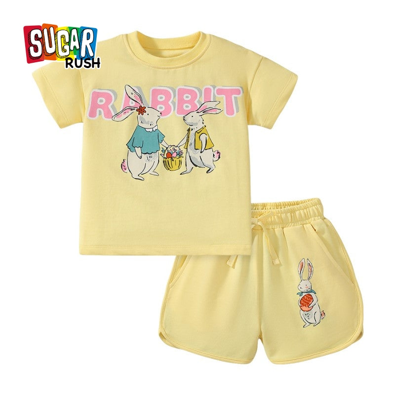 Girls Typography Printed T-shirt with Shorts