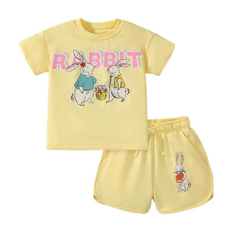 Girls Typography Printed T-shirt with Shorts