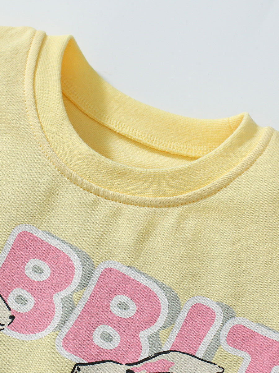 Girls Typography Printed T-shirt with Shorts