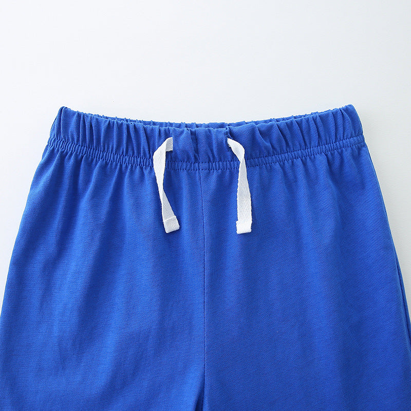 Boys Blue Graphic Printed Pure Cotton Top with Shorts