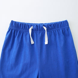 Boys Blue Graphic Printed Pure Cotton Top with Shorts