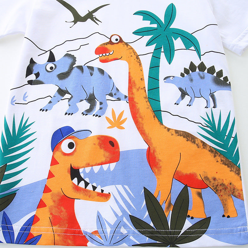 Boys Blue Graphic Printed Pure Cotton Top with Shorts