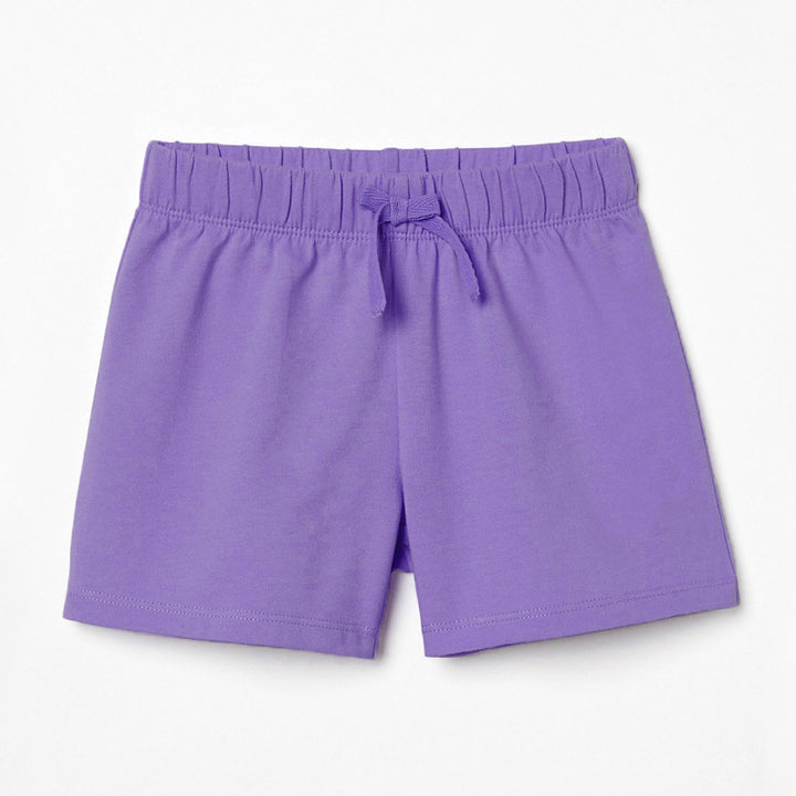 Girls Purple Printed Top With Shorts