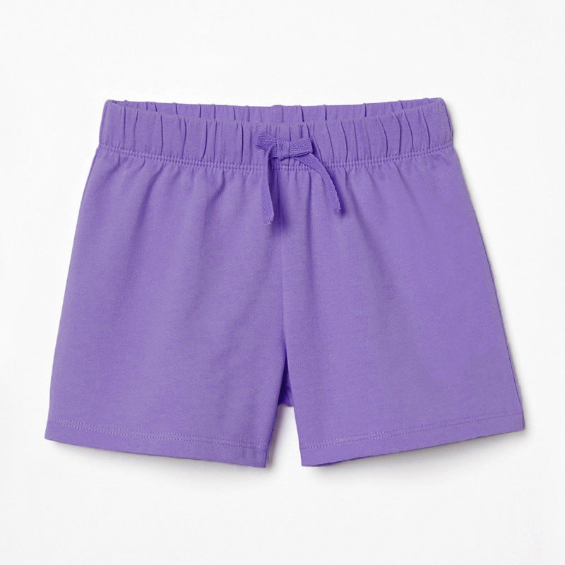 Girls Purple Printed Top With Shorts