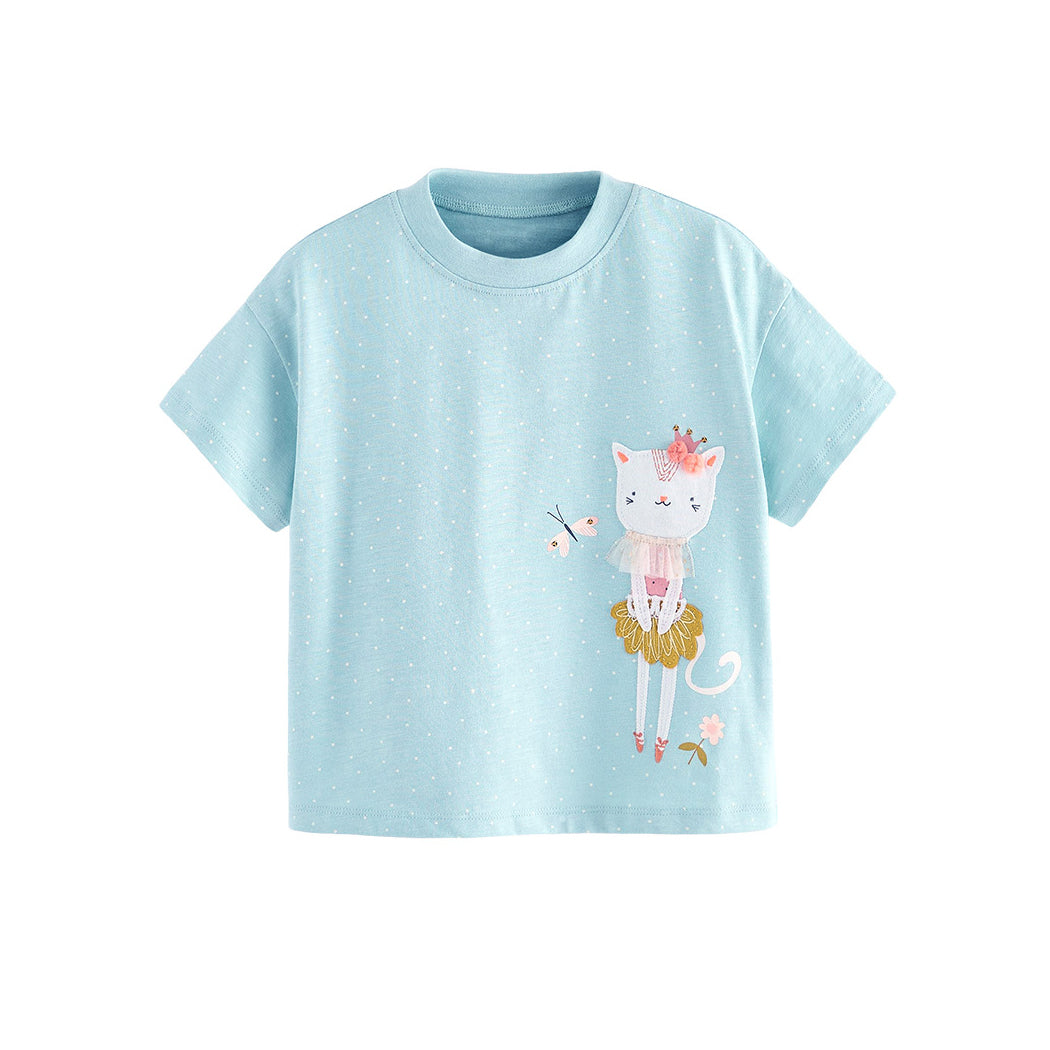 Girls Printed Raw Edge T-shirt