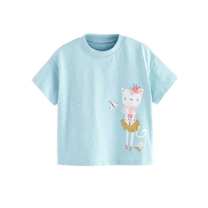 Girls Printed Raw Edge T-shirt