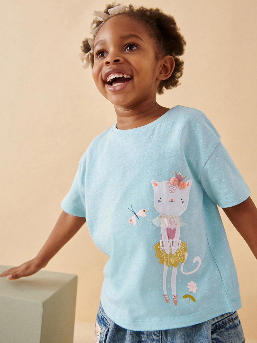 Girls Printed Raw Edge T-shirt