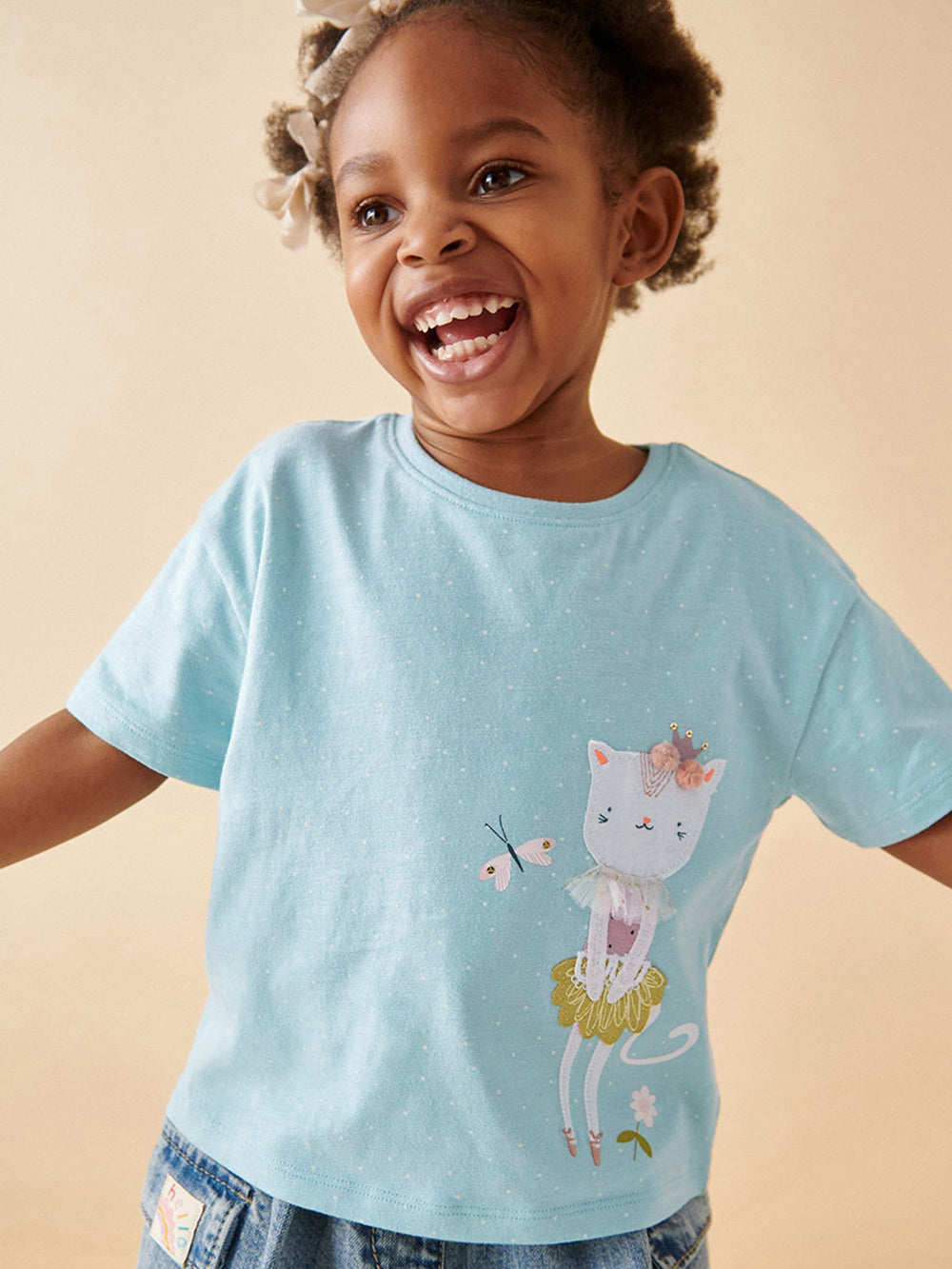 Girls Printed Raw Edge T-shirt