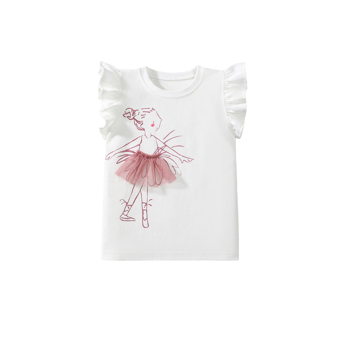 Girls Graphic Printed Round Neck Cotton T-shirt