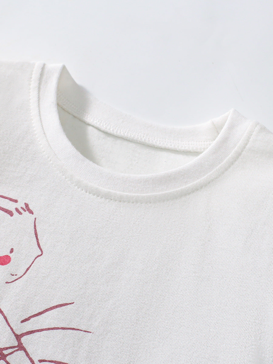 Girls Graphic Printed Round Neck Cotton T-shirt