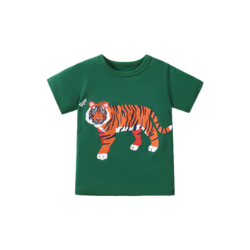 Boys Animal Printed Round Neck Cotton T-shirt