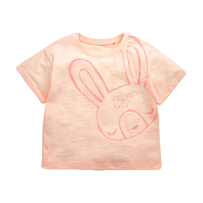 Girls Orange Cotton Graphic Printed Round Neck Cotton T-shirt