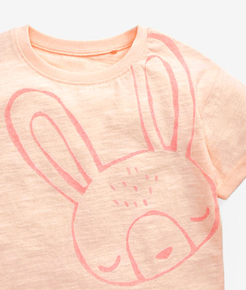 Girls Orange Cotton Graphic Printed Round Neck Cotton T-shirt
