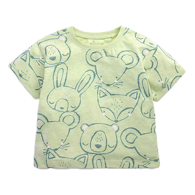 Girls Purple Graphic Printed Round Neck Cotton T-shirt