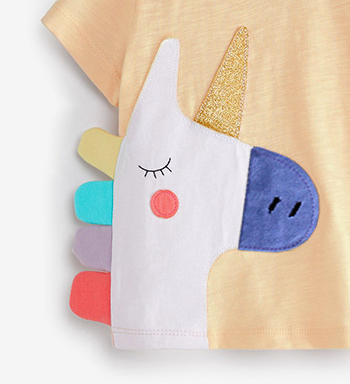 Girls Yellow Self Design Cotton Top