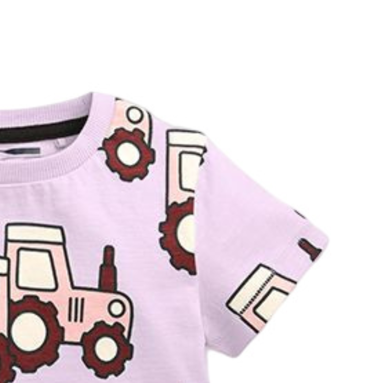 Girls Purple Graphic Printed Round Neck Cotton T-shirt