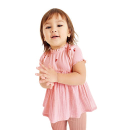 Girls Pink Floral Printed Cotton Top