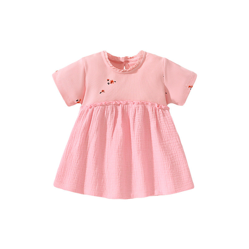 Girls Pink Floral Printed Cotton Top