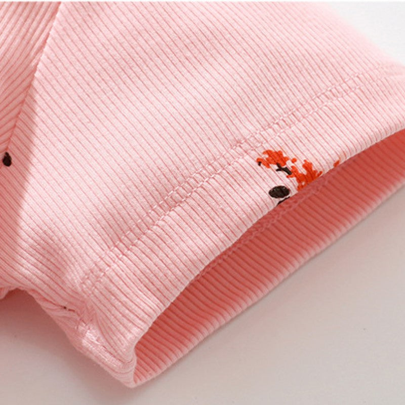 Girls Pink Floral Printed Cotton Top