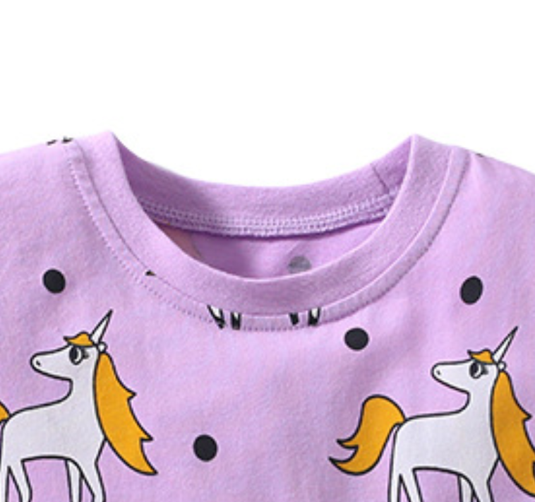 Girls Purple Conversational Printed Cotton A-Line Top
