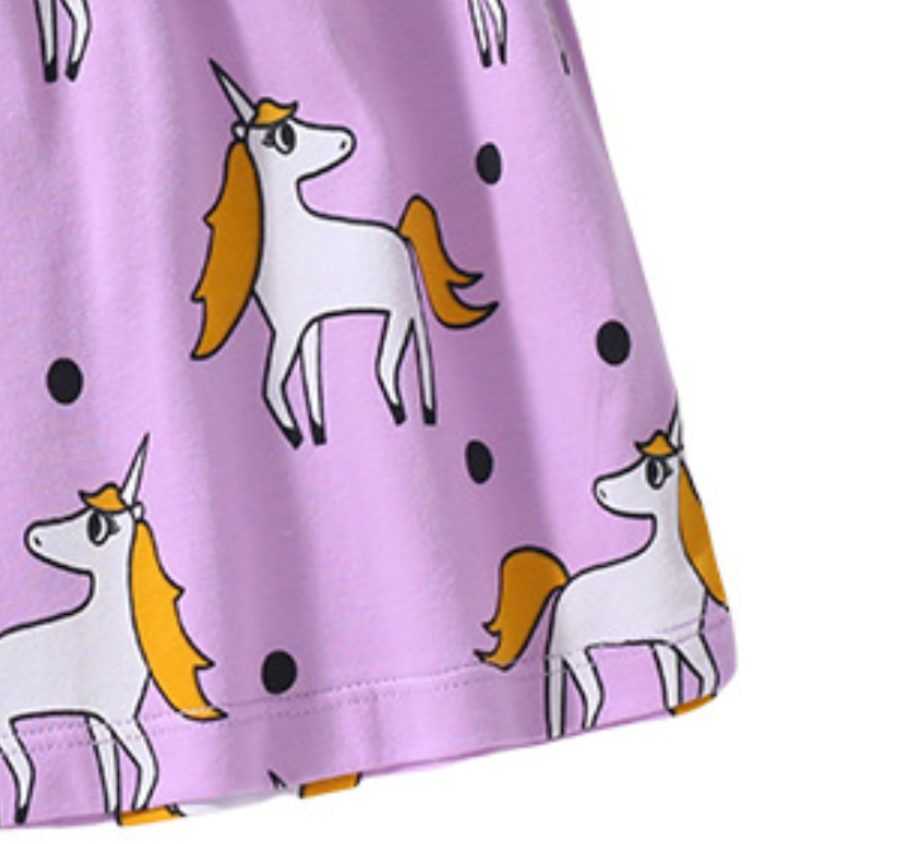 Girls Purple Conversational Printed Cotton A-Line Top