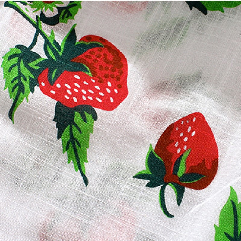 Girls White & Red Floral Print Cotton Fit & Flare Dress