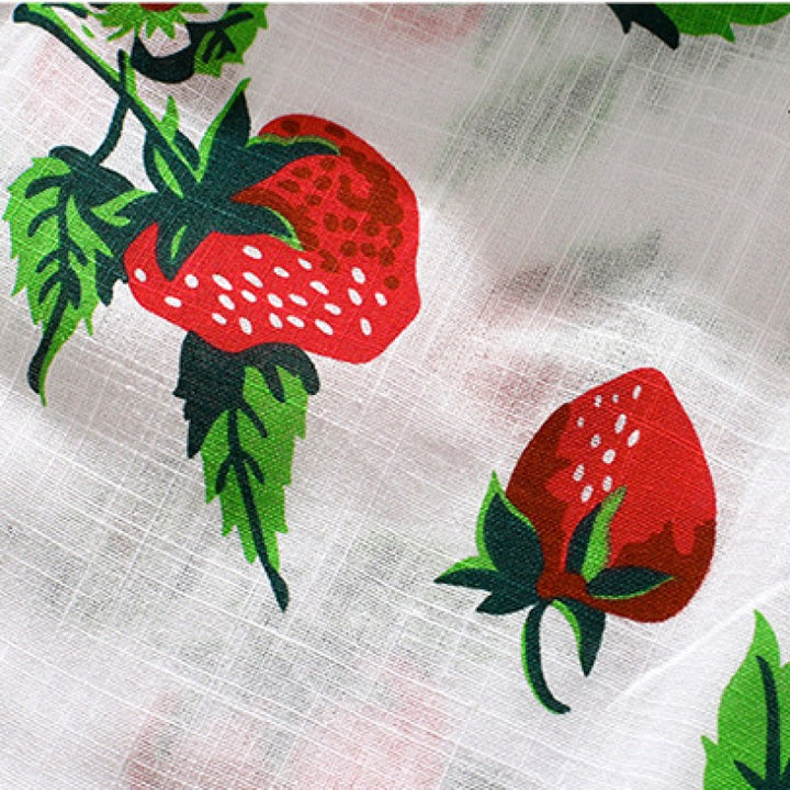Girls White & Red Floral Print Cotton Fit & Flare Dress
