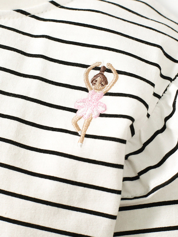 Girls White Striped Ruffles Cotton Top