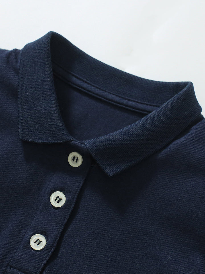 Girls Graphic Printed Polo Collar Cotton T-Shirt