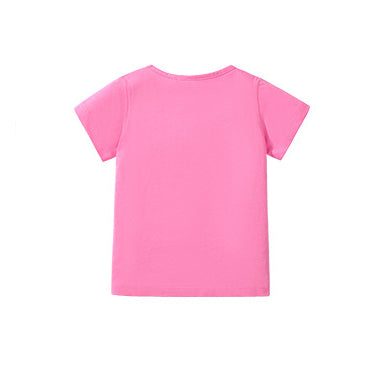 Girls Animal Printed Round Neck Cotton T-shirt