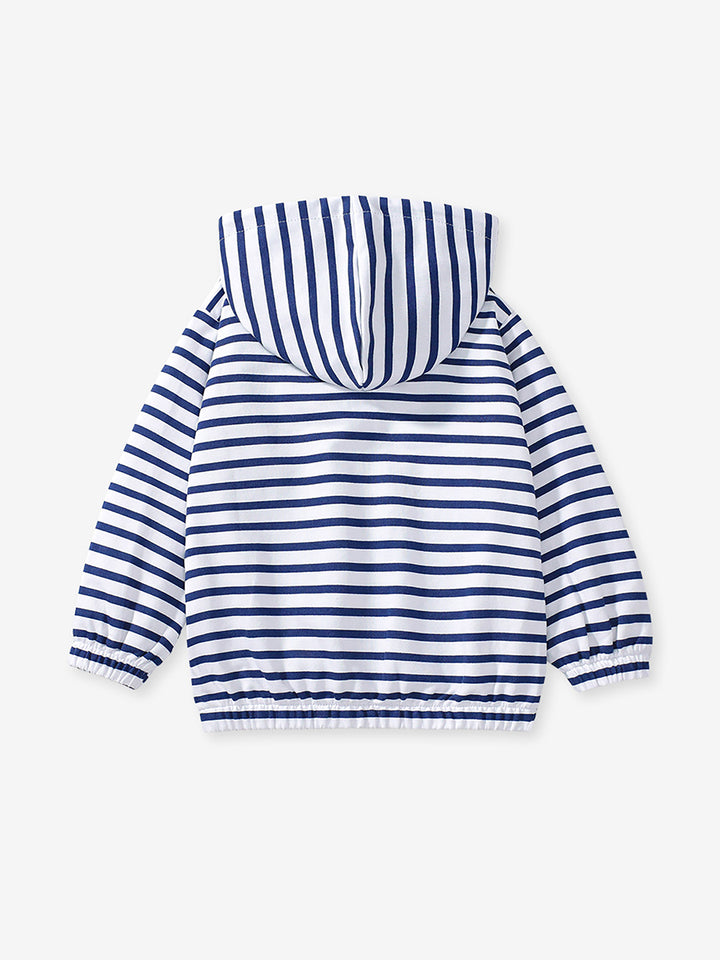 Girls Hooded Striped Lightweight Outdoor Sporty Jacket