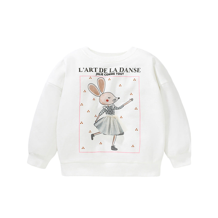 Girls Graphic Printed Applique Cotton Sweatshirt