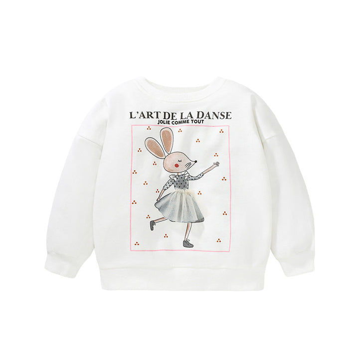 Girls Graphic Printed Applique Cotton Sweatshirt