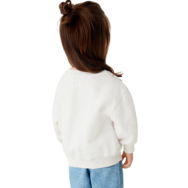 Girls Graphic Printed Applique Cotton Sweatshirt