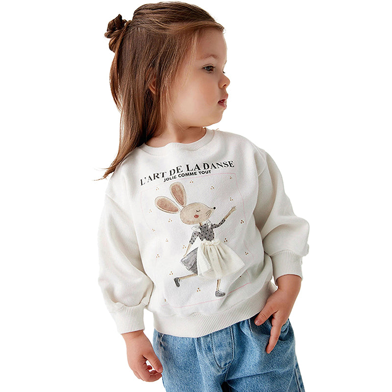 Girls Graphic Printed Applique Cotton Sweatshirt