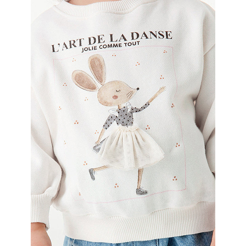 Girls Graphic Printed Applique Cotton Sweatshirt