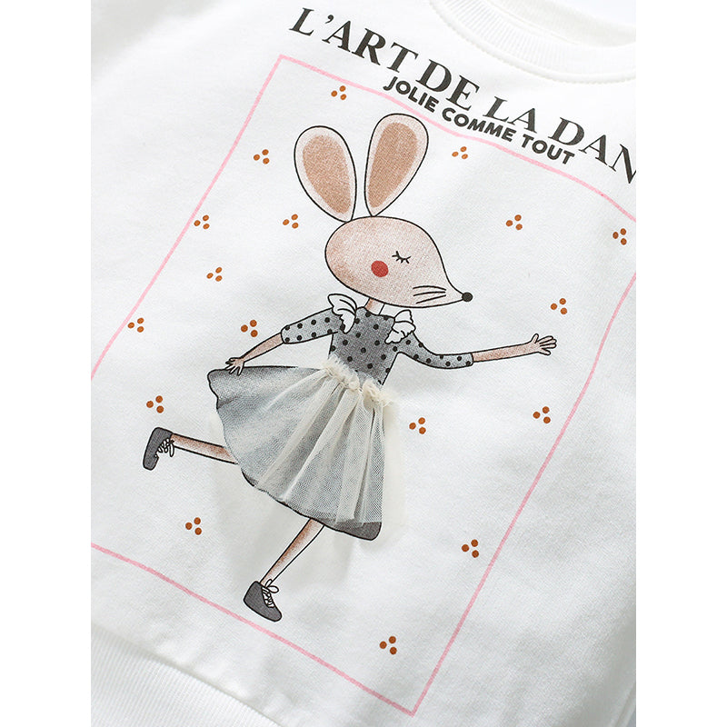 Girls Graphic Printed Applique Cotton Sweatshirt