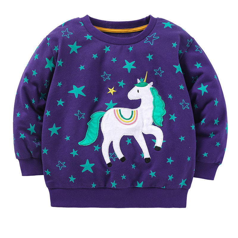 Boys Purple & White Graphic Printed Cotton Sweatshirt