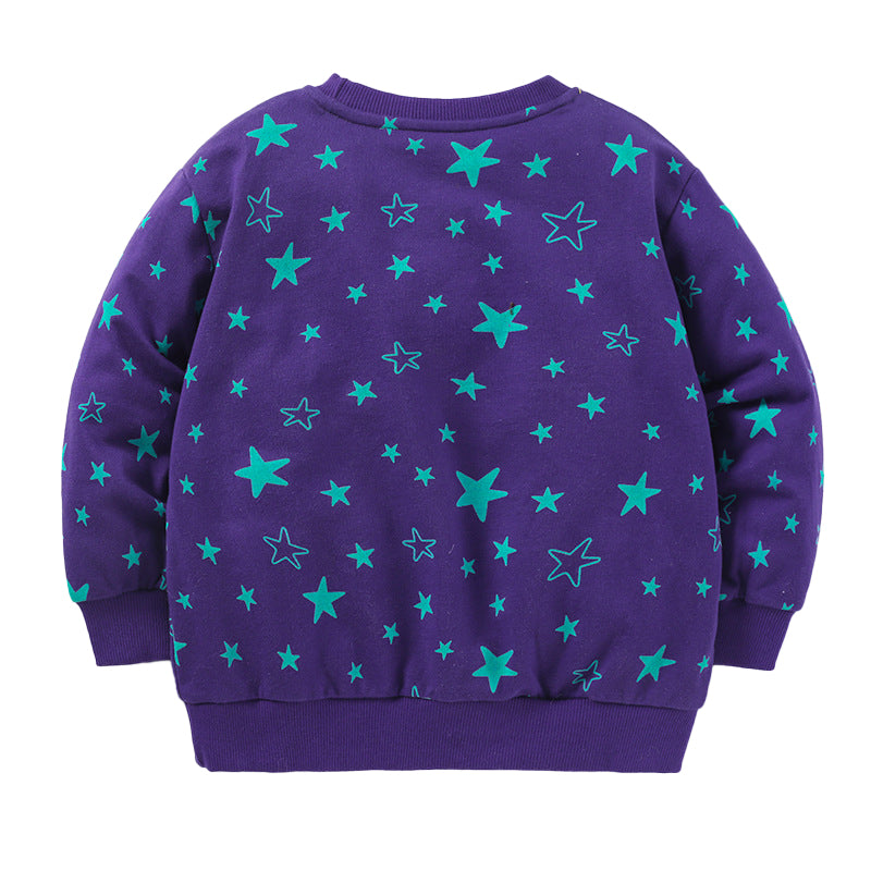 Boys Purple & White Graphic Printed Cotton Sweatshirt