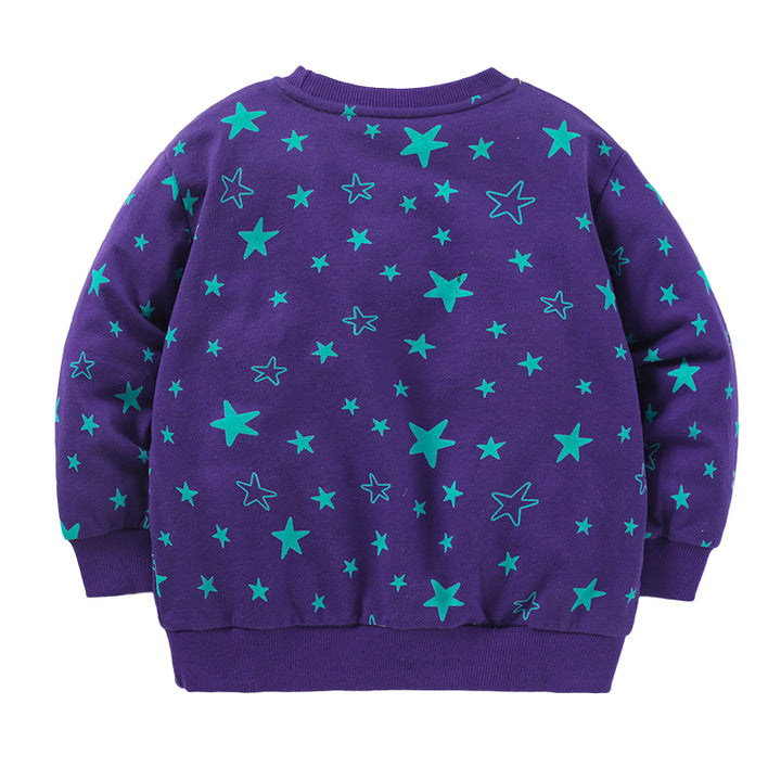 Boys Purple & White Graphic Printed Cotton Sweatshirt