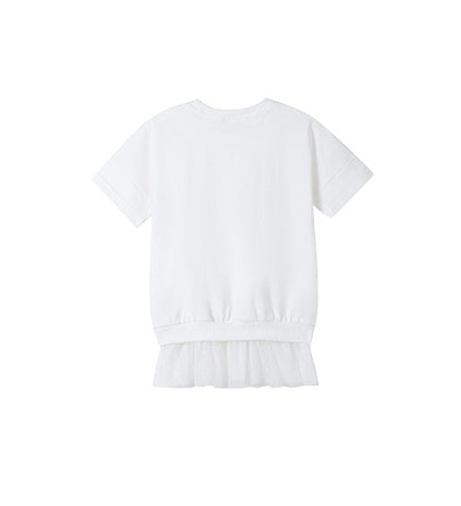 Girls Printed Ruffled T-shirt Mini Dress