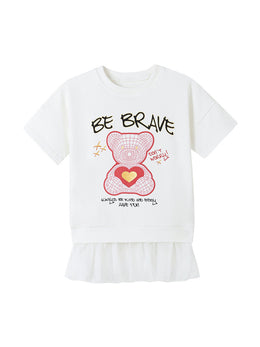 Girls Print Ruffled T-shirt Dress